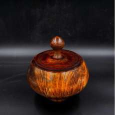 Unique Turned Lidded Wooden Bowl Container Box Colored Curly Quilted Maple with ash lid 2140