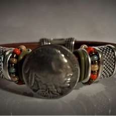 Indian Nickel Head Leather Bracelet