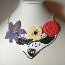 In Bloom Bead Embroidered Necklace