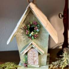 Wood and tin birdhouse