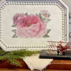 Floral and white serving tray