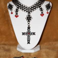 Black, Silver and Red Chainmaille chocker