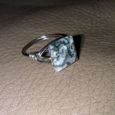 Handmade ring, with white/grey stone