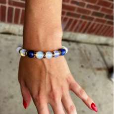 Delightful White opalite with Starry purple/ blue bracelet