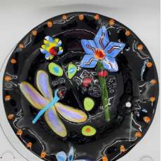 Bowl Black Glass Bowl with dragonfly, Serving bowl, Bowl, Centerpiece, Easter, Mothers Day, Celebrat