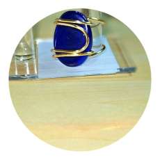 Handmade Blue agate beaded ring