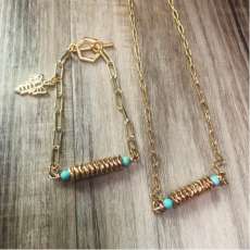 Turquoise & Gold Filled Necklace & Bracelet Set