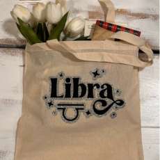 Glittery "Libra" Farmers Market/apple Picking Over the Shoulder Canvas Tote Bag