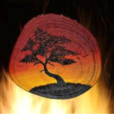 Painted Wood Slice - Lone Tree