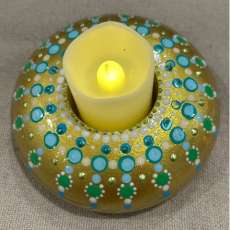 Gold and blue votive holder