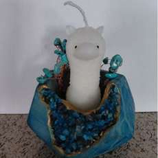 Gem pottery w/alpaca candle