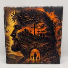 6x6 Laser Engraved Dual Image Jesus "Colored"