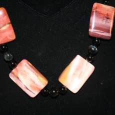 Mookaite, Onyx, and Blue Tiger Eye Necklace