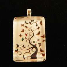 "Butterfly Tree" glass tile pendant
