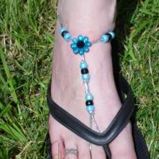 blue glitter flower barefoot sandals