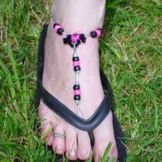 pink fuzzy spider barefoot sandals