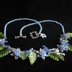 Spring Flower Necklace with Earrings done in Swarovski Crystals