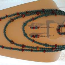 Turquois/ coral Necklace 3 tier