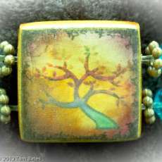 Turquoise Art Nuveau Tree polymer clay bracelet
