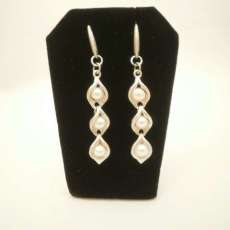 Silver and Pearl Dangle Earrings