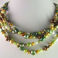 70in Designer Style Radiant Multicolor Akoya Cultured Freshwater Pearl Long Beaded Necklace