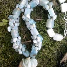 Carved Amazonite Necklace Set - Hand Strung