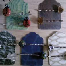 Vintage Glass Cabochon Hair Pins Bobby Pins 2 piece sets