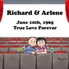 Lovers in the Theater - Personalized Cartoon Matted Print