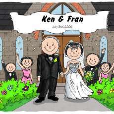 Wedding Outside - Personalized Cartoon Matted Print