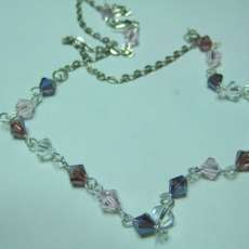 Spring Flowers Shades of Pink & Purple Swarovski Crystal Necklace