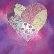 purple heart collage with painting