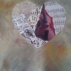beige collage heart with painting