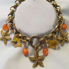 Antique Goldtone Starfish Charm Bracelet