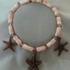 Shell-Bead Copper Starfish Charm Bracelet