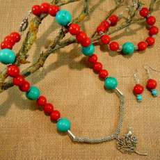 Turquoise Necklace with Tree Pendant