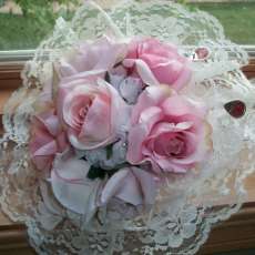 Silk Rose Bouquet with Lace Collar