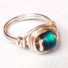 Mood Ring - Mood Bead Ring Sterling Silver Wire Wrapped Ring