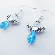 Aquamarine Crystal Angel Earrings