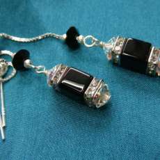 black onyx thread earrings