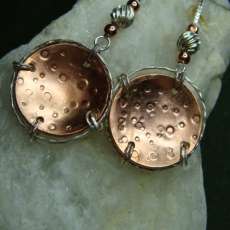 copper disc thread earrings
