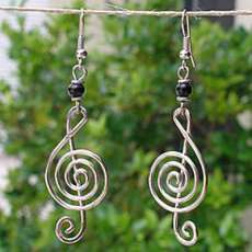 Musical Note Silver Plated Earrings  FREE SHIPPING