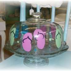 Custom Painted Domed Glass Cake Stand