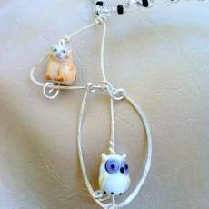 Owl and The Cat Necklace and matching earrings