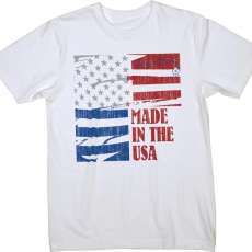 Men's Made in USA on white t-shirt