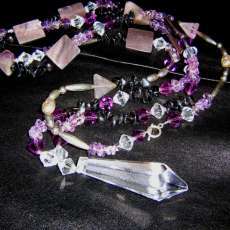Crystal Amethyst Hematite and Pearl Necklace