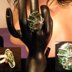 Green Dragon Jasper and wire ring