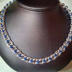 Blue and Silver Helm Weave Necklace