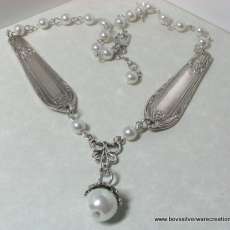 Elegant Glass Pearl Silverware Necklace
