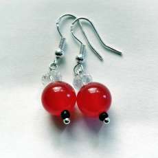 Gemstone dangle earrings  red ruby gemstones