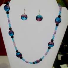 Colorful Glass Necklace Earings Set